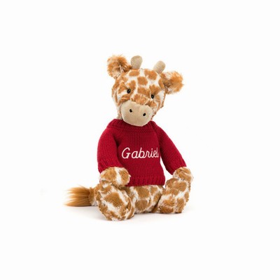 Jellycat Bashful Giraffe with Red Jumper New Zealand | XINOE3795